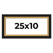 25x10 Frame Gold Real Wood Picture Frame Width 2.25 Inches | Interior Frame Depth 0.5 Inches |