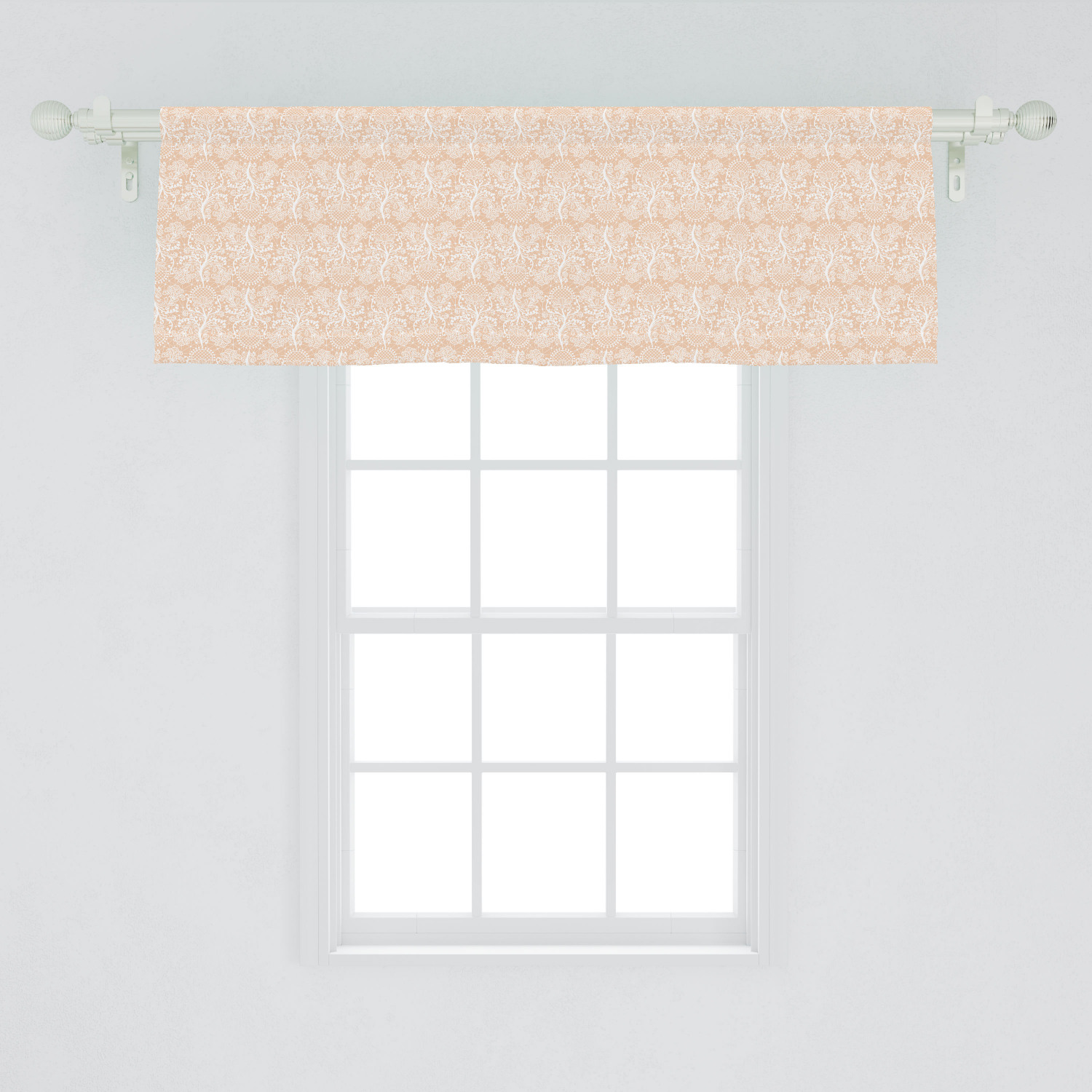Peach Colors Window Valance, Damask Vintage Design of Intricately