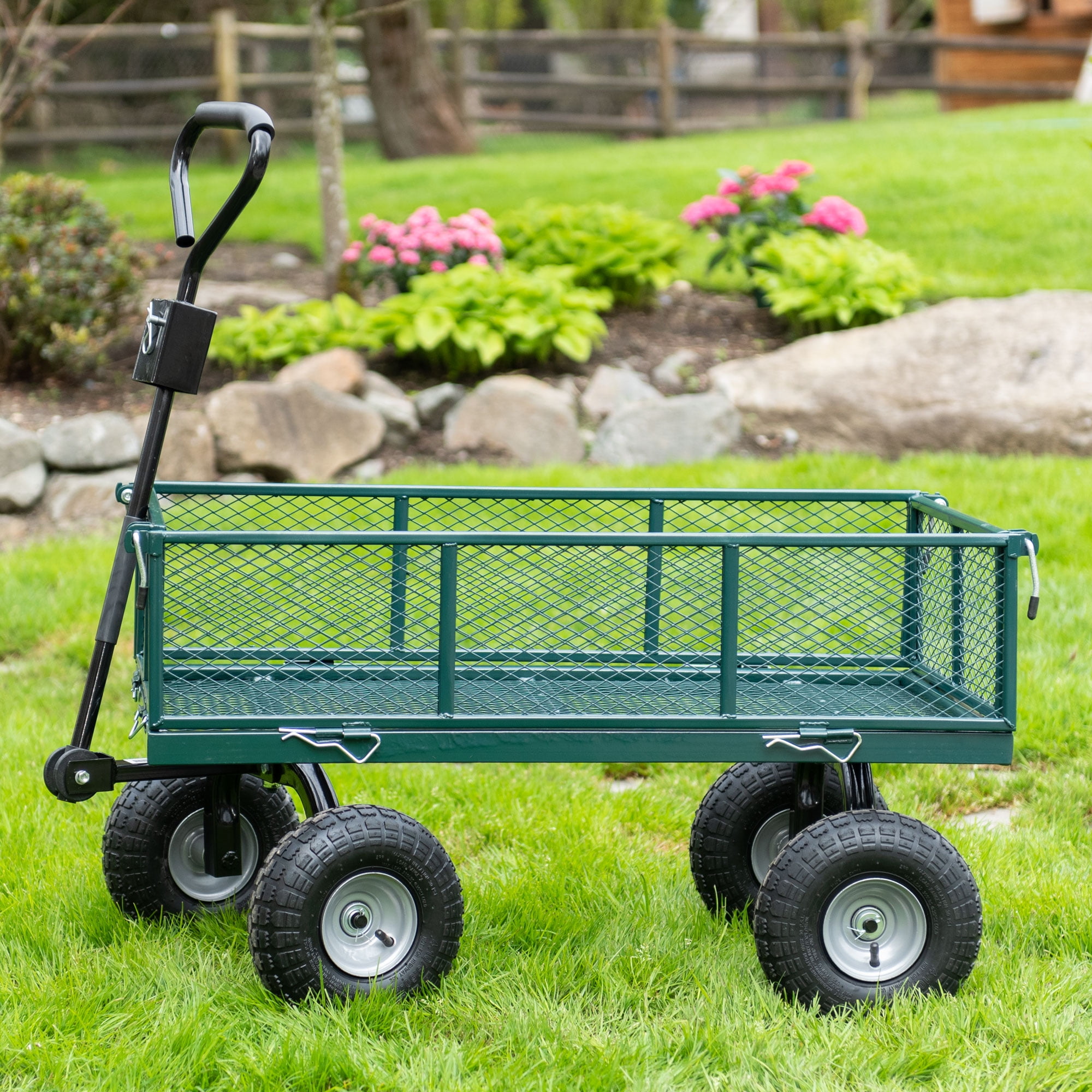 38” x 20” Towable Mesh Garden Utility Cart Garden Star 700lb Capacity 