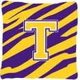 thumbnail image 6 of Letter K Monogram - Tiger Stripe - Purple Gold Fabric Decorative Pillow, 6 of 7