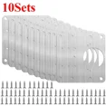 thumbnail image 1 of 2/10Sets Hinge Repair Plate Kitchen Cabinet Door Hinges Mounting Plate with Screw Flat Fixing Brackets Furniture Hardware Tools, 1 of 5
