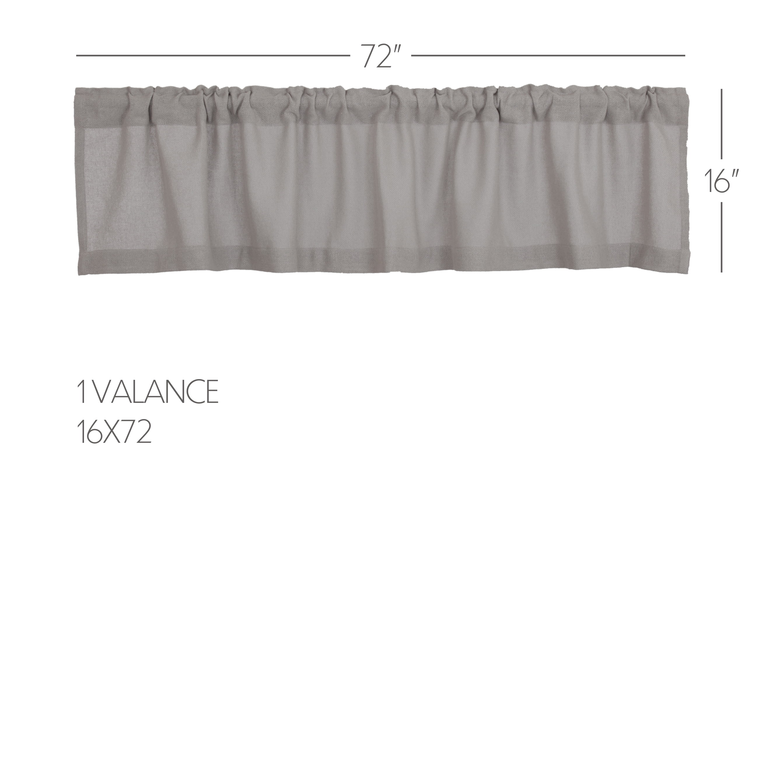 VHC Brands Burlap Dove Grey Farmhouse Curtains Valance 16x72