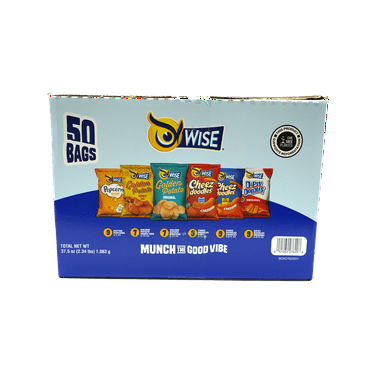 Wise Grab & Snack Variety Pack, Assorted Salty Snacks, 50 Count, 37.5 oz Carton Box