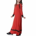 thumbnail image 6 of Huvoen Kids Girls Muslim Islamic Long Dress Long Sleeves Round Neck Colorblock Dress Soft Full Length Robe Burka Arab Maxi Dresses Red 16-17 Years, 6 of 6