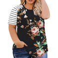 thumbnail image 1 of Gibobby Blusa de Trabajo de Manga Corta Tops talla grande para mujer, túnica estampada verano, Tops primavera, camisas manga corta con cuello redondo, blus(Negro,M), 1 of 3