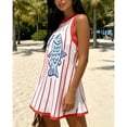 thumbnail image 6 of Women's Boho Printed Sleeveless Mini Dress Retro Animal & Fish Print Casual Summer Dress Streetwear for Vacation Plus Size, 6 of 8