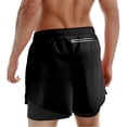 thumbnail image 2 of Gym Shorts Men Summer Casual Elastic Waist Double Layer Breathable Athletic Workout Running Shorts with Pockets, 2 of 5