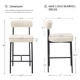 thumbnail image 4 of ONEVOG 26" Counter Height Bar Stools Set of 2, Modern Upholstered Linen Counter Chairs with Backrest, Beige, 4 of 12