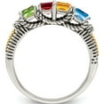 thumbnail image 3 of 14K/Silver Two-Tone Sterling Silver & 14K Four-Stone And Diamond Mother's Ring Semi-Mount (Size 6) Made In Thailand qmr30/4-6, 3 of 5