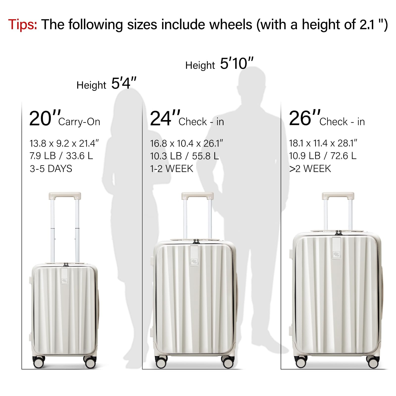 24 inch luggage size in cm