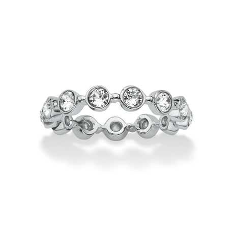 - Round Birthstone Crystal Stackable Eternity Ring in .925 Sterling Silver - April- Simulated Diamond