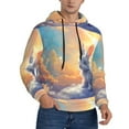 thumbnail image 2 of Wukai Sunshine Colorful Cloud Rabbit Print Men Hoodies Fleece Sweatshirts Long Sleeve Sweaters Pullover Fall Outfits Winter Clothes-Medium, 2 of 7