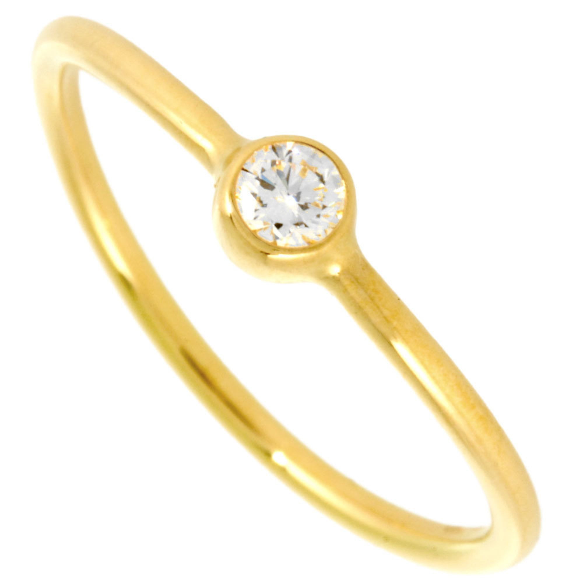 Pre-Owned Tiffany & Co. Wave Single Row Ring Diamond Size 6.5 K18YG Elsa Peretti (Good)