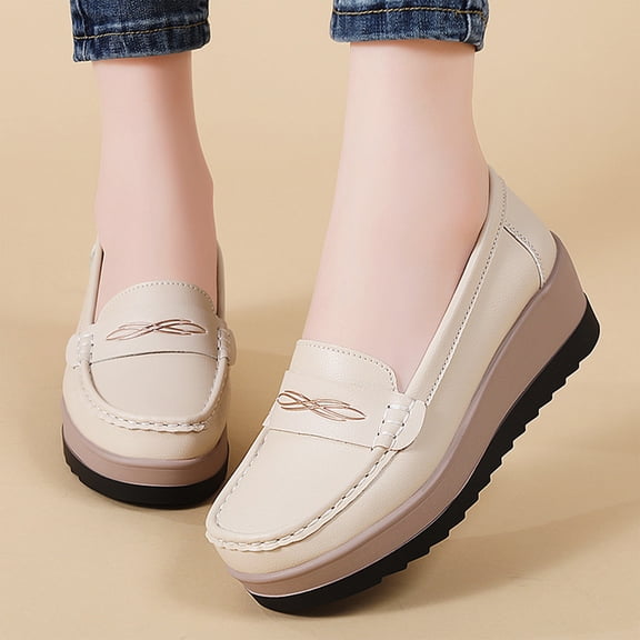 Willtoo Loafers for Women Closed Toe Wedge Platform Shoes, Slip‑on Casual Footwear, Comfortable Non‑slip Wedge Heel Walking Shoes