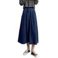 thumbnail image 2 of Taylonsss Women's Denim Midi Skirt Slimming A-Line Flared Loose Fit Casual Everyday Outfit, 2 of 5