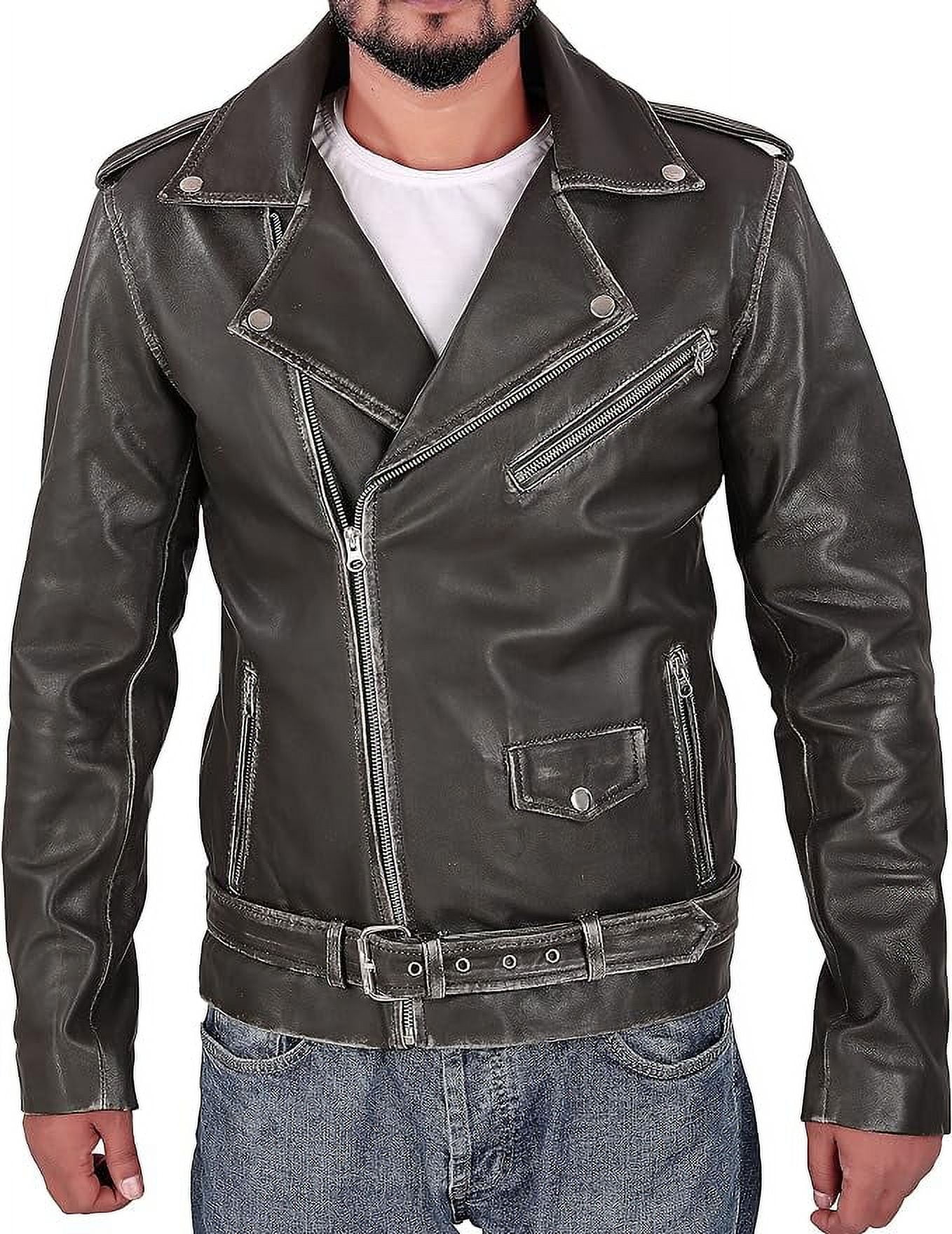 QAWACH Black Color Pure Lambskin Leather Winter Vintage Motorcycle Biker Moto Riding & Racing Jacket For Men S Size NBMJ-01