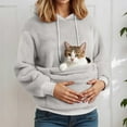 thumbnail image 2 of NMMUED Cat Pocket Hoodie Fleece Hoodie Women Hoodie with Dog Pouch Winter Tops for Women Pet Carrier Sweatshirt Fuzzy Hoodie Pet Hoodie Carrier Light Gray L, 2 of 6