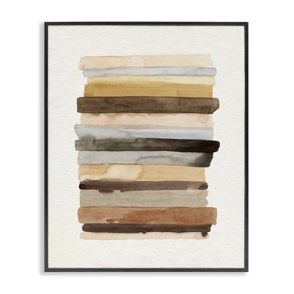 Stupell Industries Contemporary Modern Color Abstraction Layered Earth Tone Shapes Black Framed Giclee Art, 11 x 14, by Grace Popp