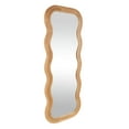 thumbnail image 6 of DecMode 29" x 73" Brown Handmade Wavy Wall Mirror with Ribbed Frame, 6 of 9