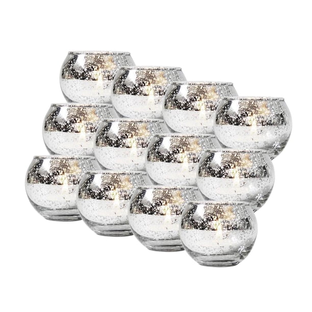 12 portavelas votivos para centro de mesa, portavelas, decoración de mesa Plata