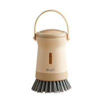 Kitchen Soap Dispenser Dish Scrubber Brush - Liquid Dispensing Pot & Pan Cleaner with Sturdy Bristles, Refillable for Countertops Cookware