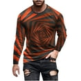 thumbnail image 2 of Blusas y camisas de manga larga con cuello redondo para hombre, blusa informal de manga larga con cuello redondo y estampado de rayas, blusa de poliéster para hombre, 2 of 5