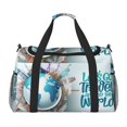thumbnail image 1 of Fotbe Let's go Travel Around the World Bolsa de Viaje con Estampado, Bolsa de Fin de Semana para Mujer con Compartimento para Zapatos, Bolsa de Gimnasio con Bolsillo Húmedo, 1 of 7