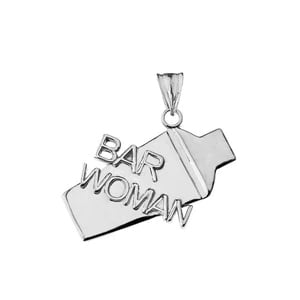 COCKTAIL SHAKER BAR WOMAN PENDANT NECKLACE IN STERLING SILVER : Pendant with 16" chain