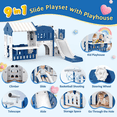 thumbnail image 4 of Vipuse 9 in 1 Indoor Infant Toddler Playground Slides Playset for Backyard Home, Blue & Gray, 4 of 11