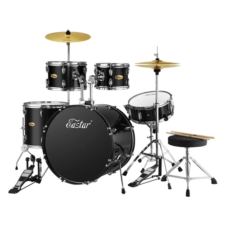 Eastar 5-Piece Full-Size Drum Set for Beginners, Black photo 1