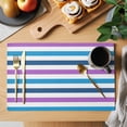 thumbnail image 2 of Blue Purple Striped Placemats Set of 12 Farmhouse Stripes Simple Art Place Mats Indoor Wipeable Table Mats Washable Cloth Dining Table Placemats for Kitchen Holiday Party Home Decor 13x19 Inch, 2 of 9