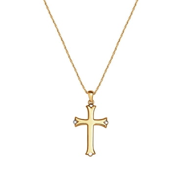 Brilliance Fine- Women's Sterling Silver 14KT Gold Plated Cross Pendant Necklace