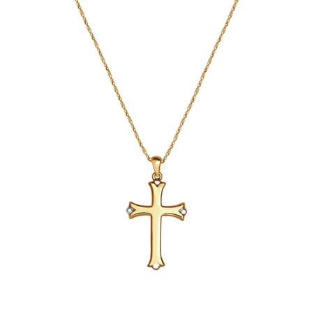 Brilliance Fine- Women's Sterling Silver 14KT Gold Plated Cross Pendant Necklace