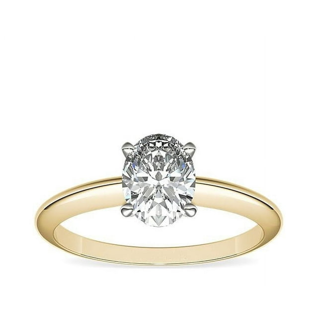 1.00 Carat Excellent Oval Cut Natural Diamond Solitaire Beautiful Ring for Girls Solid 18K Yellow Gold Size 11.5