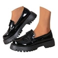 thumbnail image 3 of YLYL Womens Patent Leather Loafers Comfortable Fashion Casual Chunky Heel Business Slip-ons Platform Penny Shoes, 3 of 9