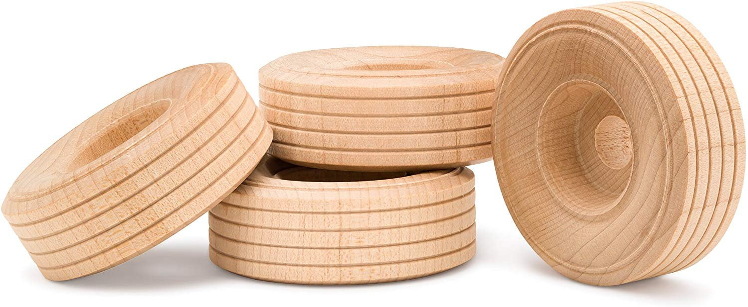 Wood Toy Wheels Treaded Style 2 Inch Diameter Pack of 24 for Crafts and ...