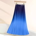 thumbnail image 2 of LWavelet Ombre Pleated Maxi Skirt Women Elegant Evening Party Stylish Versatile Bottoms Dark Blue One Size, 2 of 5