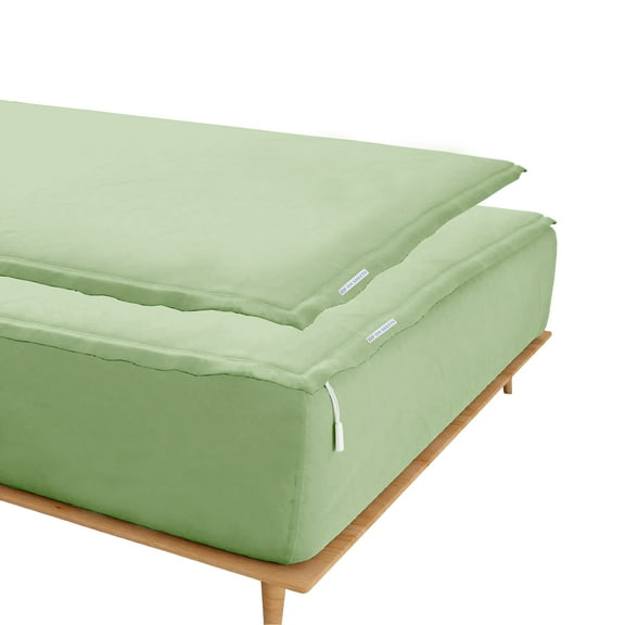 Luxurious Zip On Sheets Queen Size(60X80) - Includes 2 Zip Sheets 1 Bottom Fitted Base - Fit's 16” In Deep Pocket - Zip Sheets Easy to Change - 600 TC Cotton Fitted Sheet - Sage Green Color