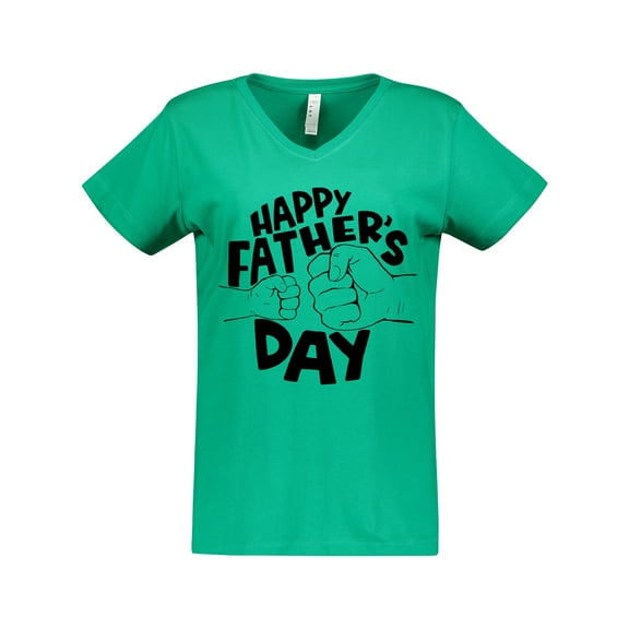 Inktastic Happy Father's Day Parent-Child Fist Bump Women's V-Neck T-Shirt