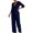 wei163-Navy, variant on IWRICH Linen Sets for Women 2 Piece V-Neck 3/4 Sleeve Button down Top Wide Leg Pants Casual Summer Outfits Travel Yellow XL