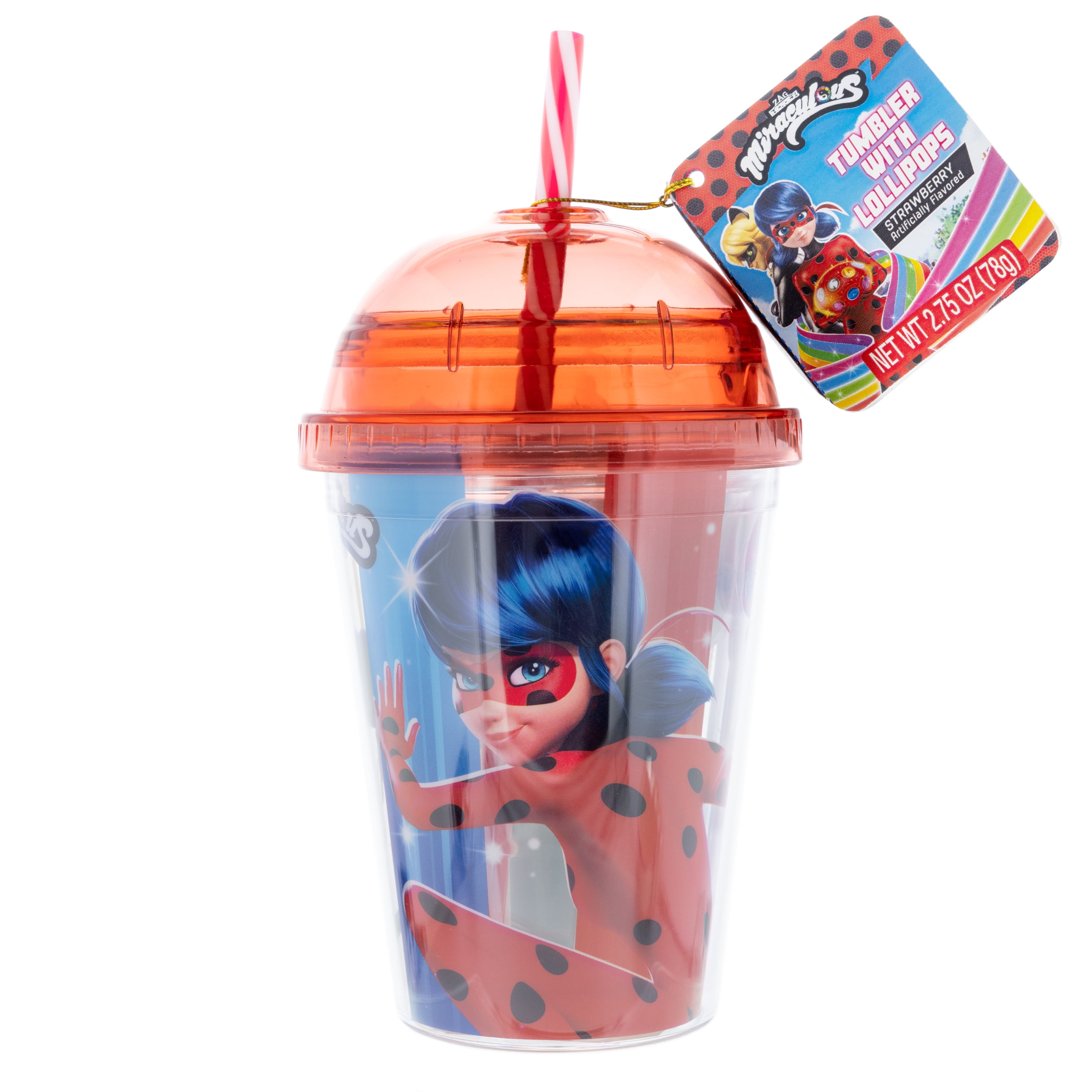 Galerie Miraculous Dome Tumbler with Lid and Straw with Lollipops, 2.75 oz