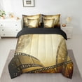 thumbnail image 2 of Manfei Vintage Film Twin Bedding Sets 7-Piece for Kids, Cinema Tricket Bedding Comforter Set, Movie Theater Theme Reversible Sheet Sets, Breathable Home Decor, 2 of 7