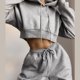 thumbnail image 2 of Conjunto de chándal de 2 piezas para mujer: sudadera con capucha y pantalones de chándal. Poliéster suave. Informal/deportivo. Para el día a día/vacaciones. S-XXL, 2 of 6