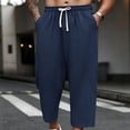 thumbnail image 2 of HOOMEUMY Mens Crinkled Gauze Pants Drawstring Elastic Waist Casual Summer Trousers Light Breathable For Beach Vacation Daily Wear, 2 of 8