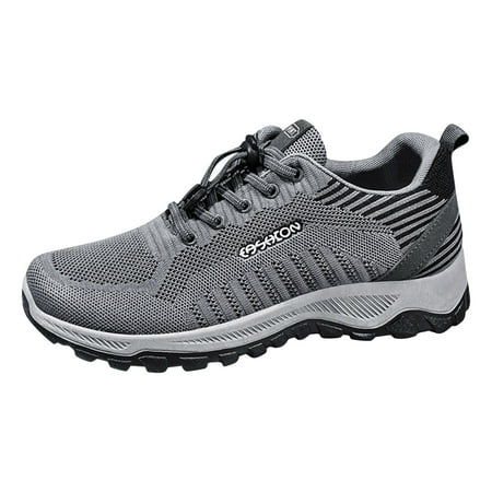 XDDST Dress Sneakers Shoes for Men Fashion Summer Men Sports Shoes Flat Soft Sole Non Slip Elastic Lace Up Mesh Breathable Running Hiking Casual Style