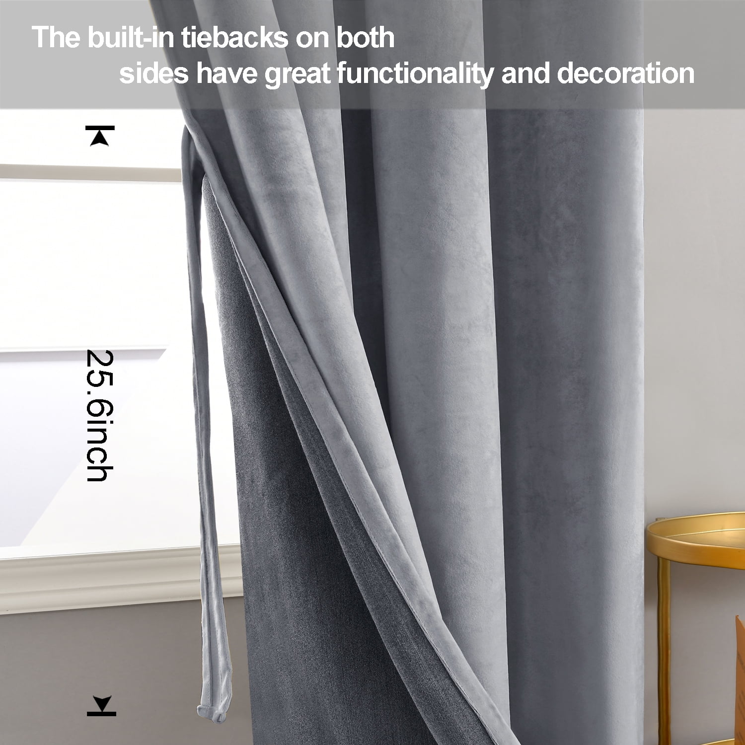 JIUZHEN Super Soft Grey Velvet Curtains 120 inch, Room Darkening Smooth Hand-Feeling Durable Curtains Thermal Insulated Privacy Protection for Parlor Living Room/Bedroom, 2 Panel with Tiebacks
