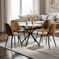 thumbnail image 3 of Homy Casa Dining Chairs Set of 4, Brown Faux Suede Armless Side Chairs for Kitchen, 3 of 12