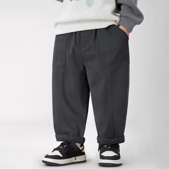 Toddler Casual Cotton Pants, Elastic Waist Loose Harem Pants for Boys & Girls Dark Gray 100