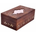 thumbnail image 1 of Benzara BM123976 Wood Tissue Box Cover, Brown, 1 of 4