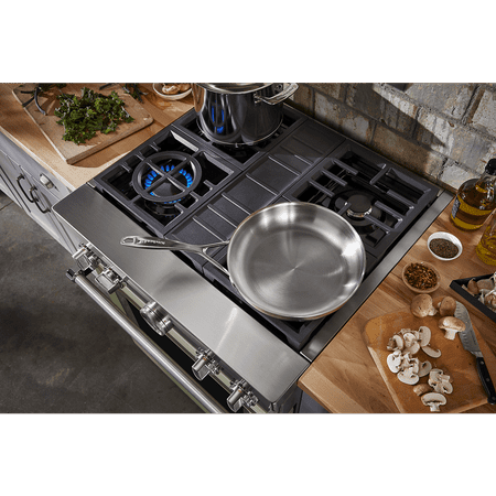 KitchenAid - 4.1 Cu. Ft. Freestanding Dual Fuel True Convection Range with Self-Cleaning - Avocado cream